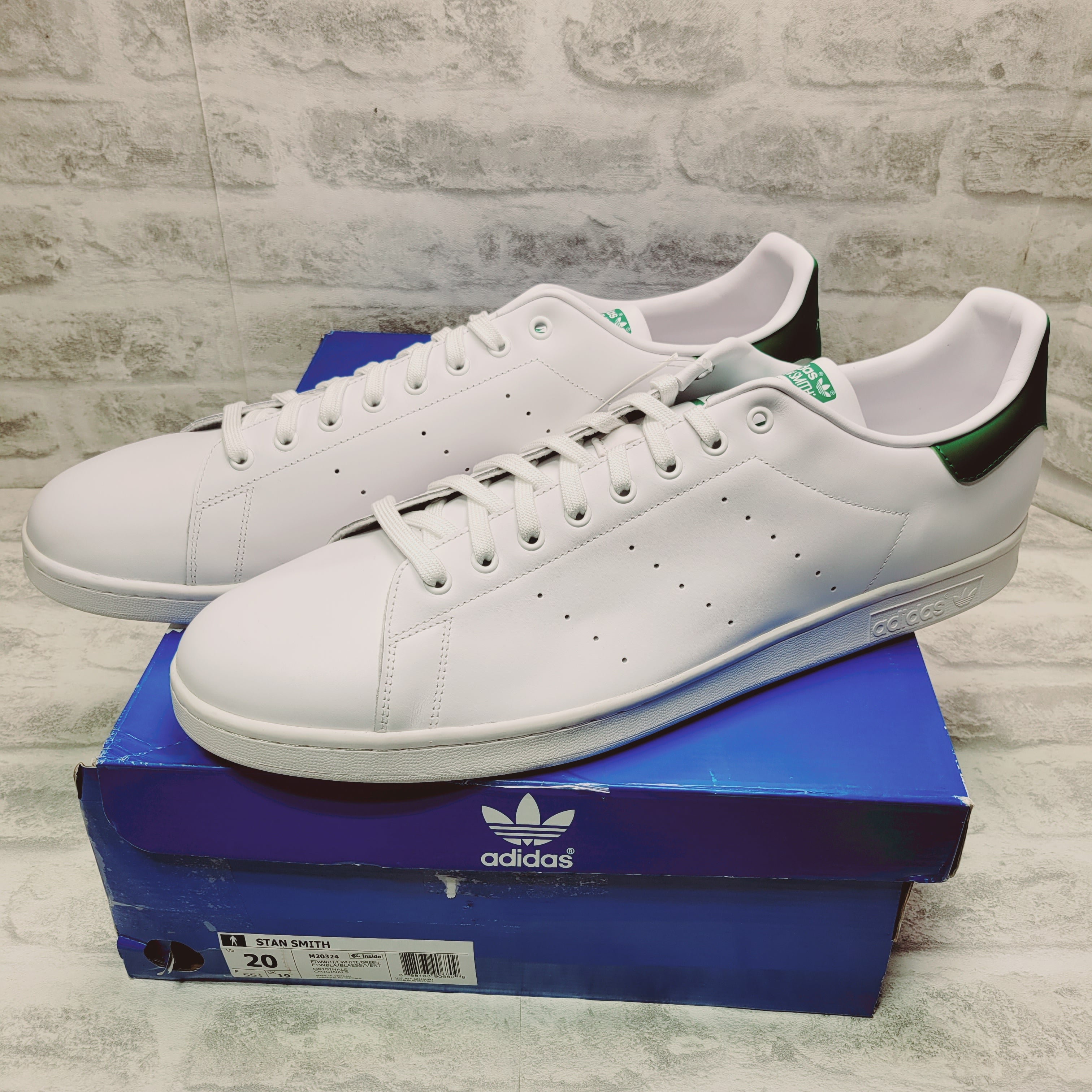adidas Originals Men's Stan Smith Sneaker  (Size 20, White/White/Green) (7774429479150)